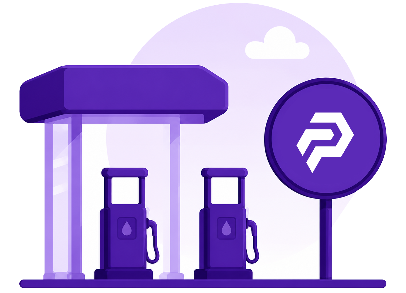 Ilustração de posto de combustível Postocred